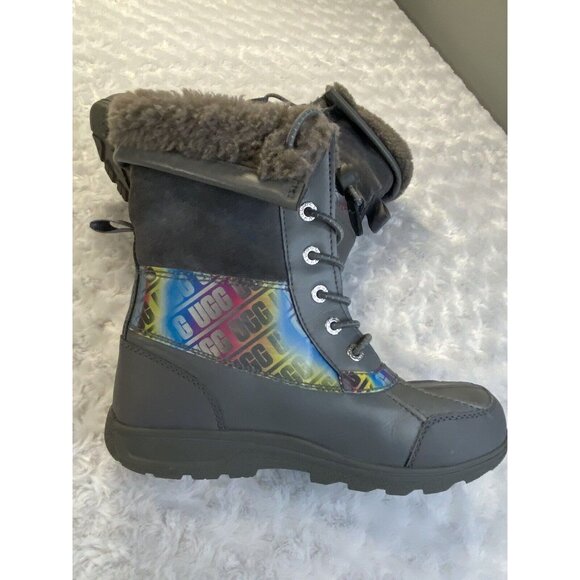 UGG 1120934K BUTTE II CHROMATIC Gray Snow Boots Size 4 Fleece Lined Warm - Picture 2 of 10